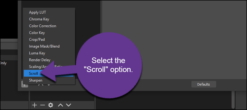 Select Scroll Option