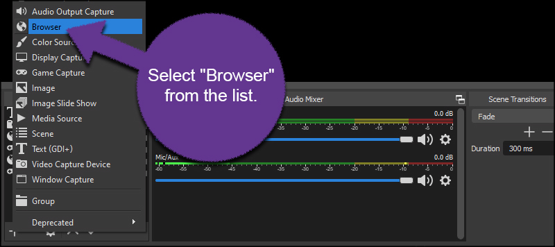 Select OBS Browser