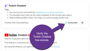 Verify Ko fi Stream Alerts Chatbot