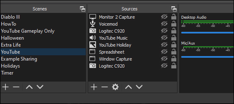 Scenes and Sources in OBS